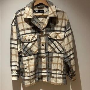 Zara Women's Utility Jacket - Cream, Gray, and Tan